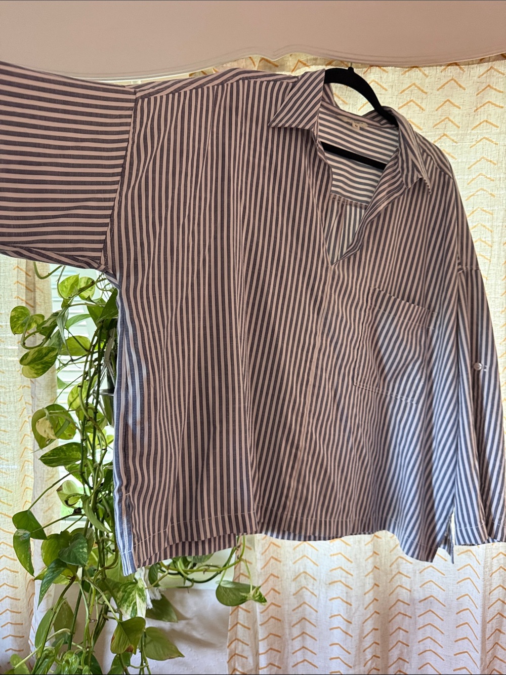 Max Studio Blue & White Striped Button-Down Shirt